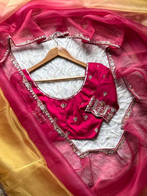 Designer Organza saree with stitched blouse
