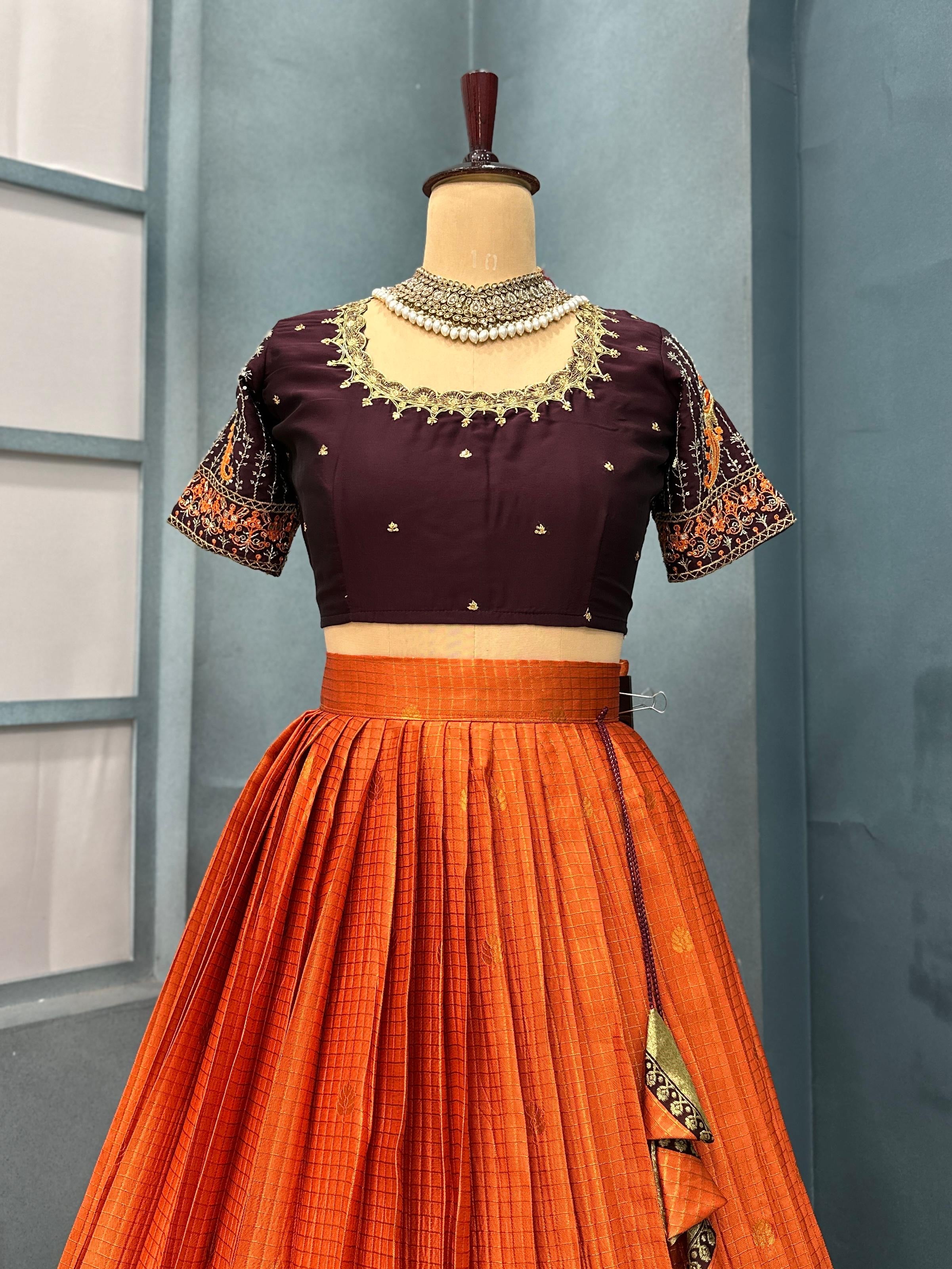 Rust orange halfsaree