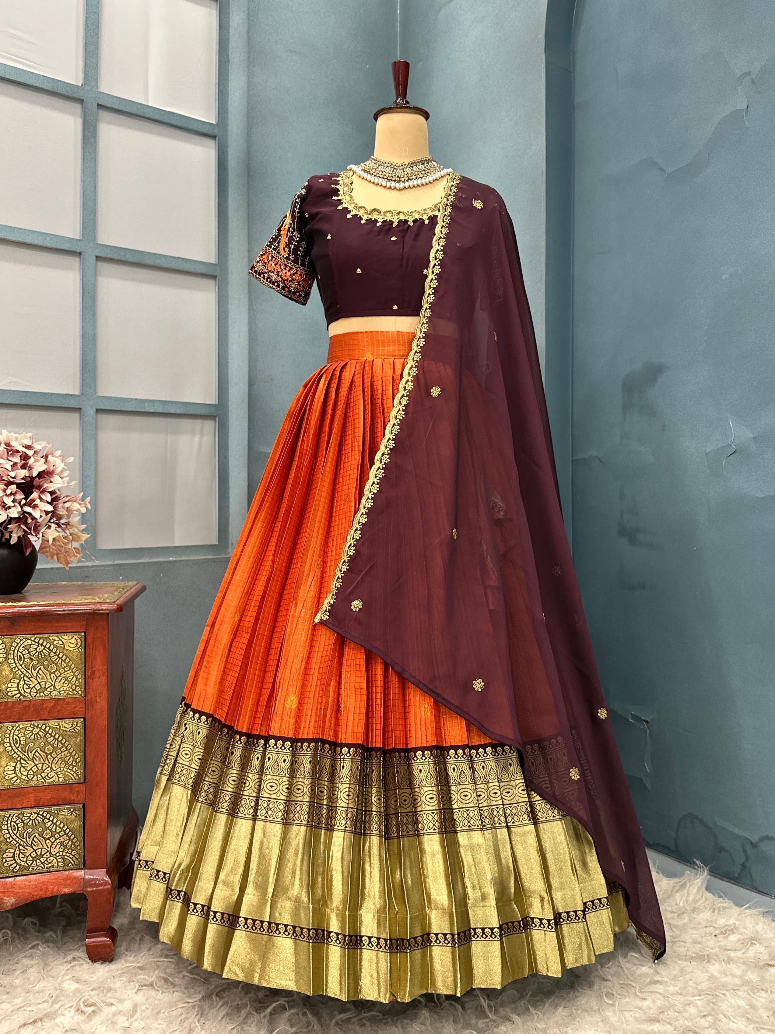 Rust orange halfsaree